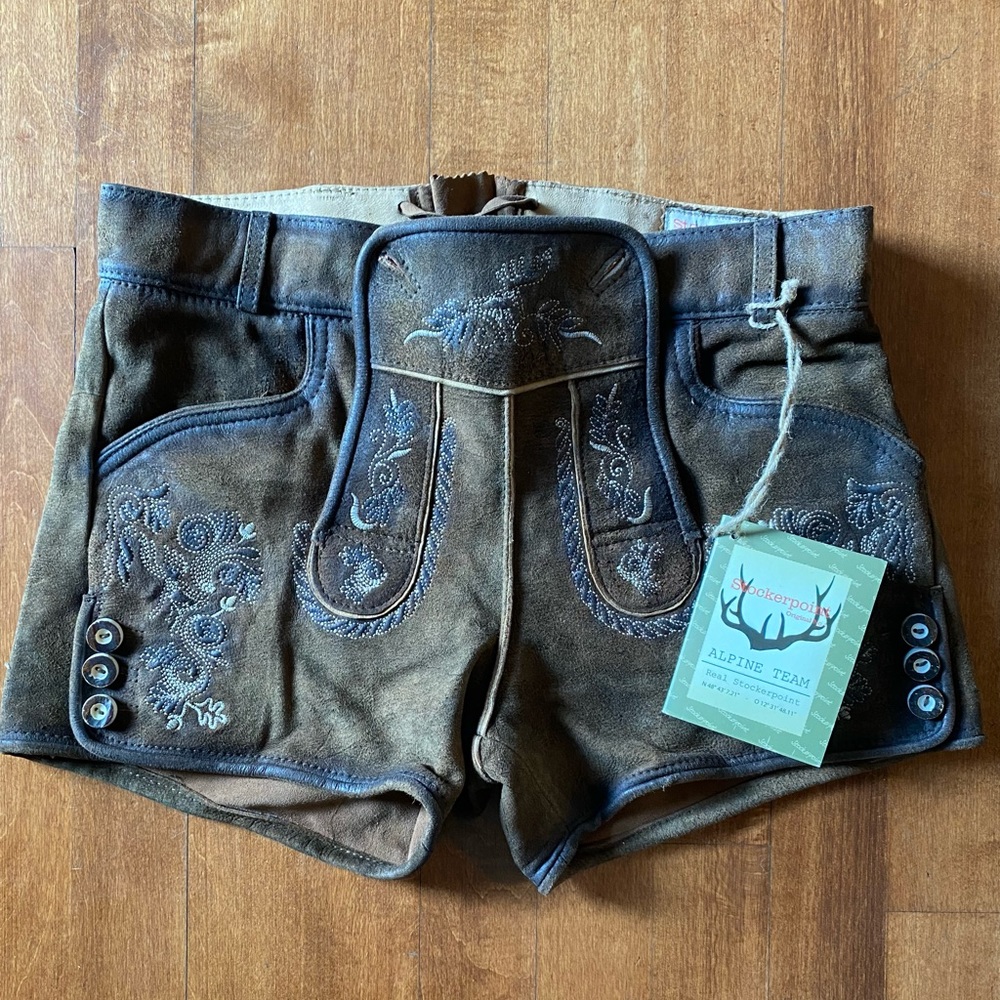 Stockerpoint Traditional leather lederhosen. Size 36 - would fit womens 0-2. NWT